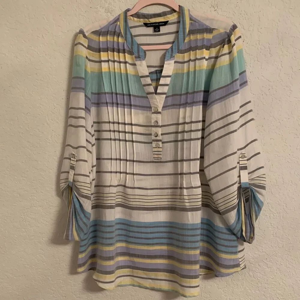 Zac & Rachel Striped Multicolor Women's Lightweight Top Tunic Size 1X
